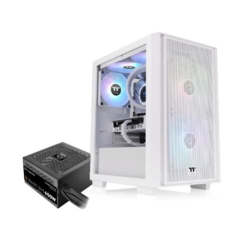 Gabinete Thermaltake H16 TG 3 Fans ARGB White C/ 650W 80+ Bronze