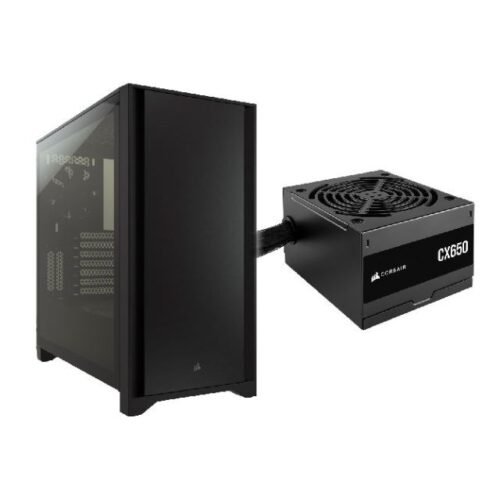 Gabinete Corsair Airflow 4000D Rgb TG Black + Fuente Cx650 650W