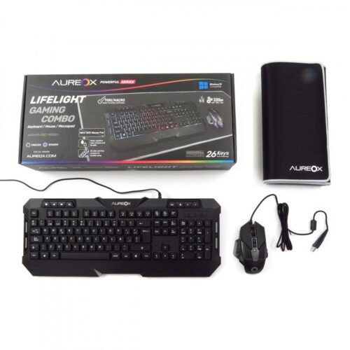 Combo Gamer Aureox Lifelight GC1000 - Teclado + Mouse + Mousepad RGB USB