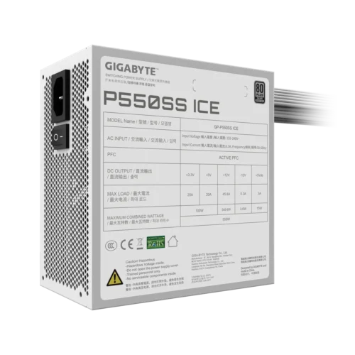 Fuente Gigabyte 550W GP-P550SS Ice 80 Plus Silver