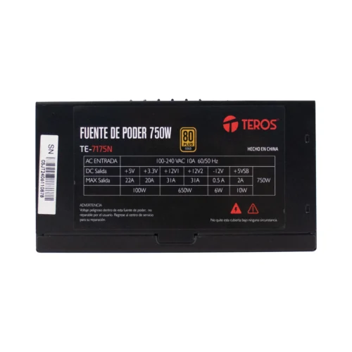 Fuente Teros 750W TE-7175W ATX 80 Plus Gold Full Modular