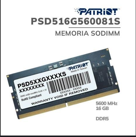 Memoria DDR5 Sodimm 16Gb 5600Mhz (1X16Gb) Patriot Signature