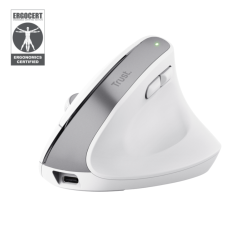 Mouse Inalámbrico Trust Bayo Ergo Multidispositivo Blanco