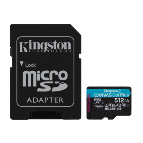 Tarjeta MicroSD 512Gb Kingston Canvas Go Plus Gen4 C/Adaptador