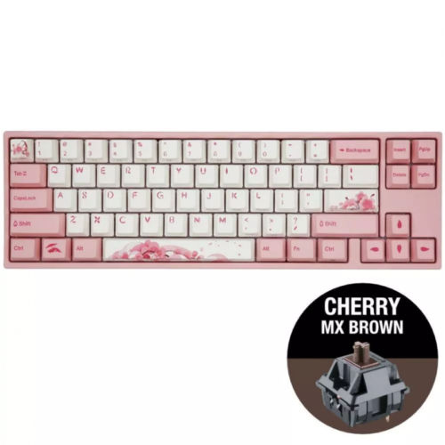 Teclado Mecánico Gamer Ducky Miya Pro Sakura V2 Cherry MX Brown Retroiluminado Blanco (Inglés)