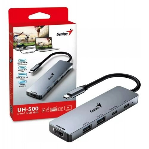 Hub USB-C Genius UH-500 5 en 1 (HDMI 4K 60Hz, PD 100W)