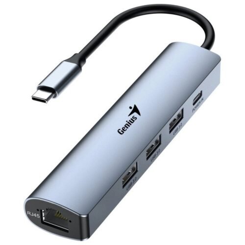 Hub USB-C Genius UH-545 (Ethernet Gigabit, 3 USB-A, USB-C)