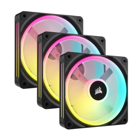 Ventilador de Gabinete Corsair iCUE LINK QX120 RGB 120mm Black (Pack X3)